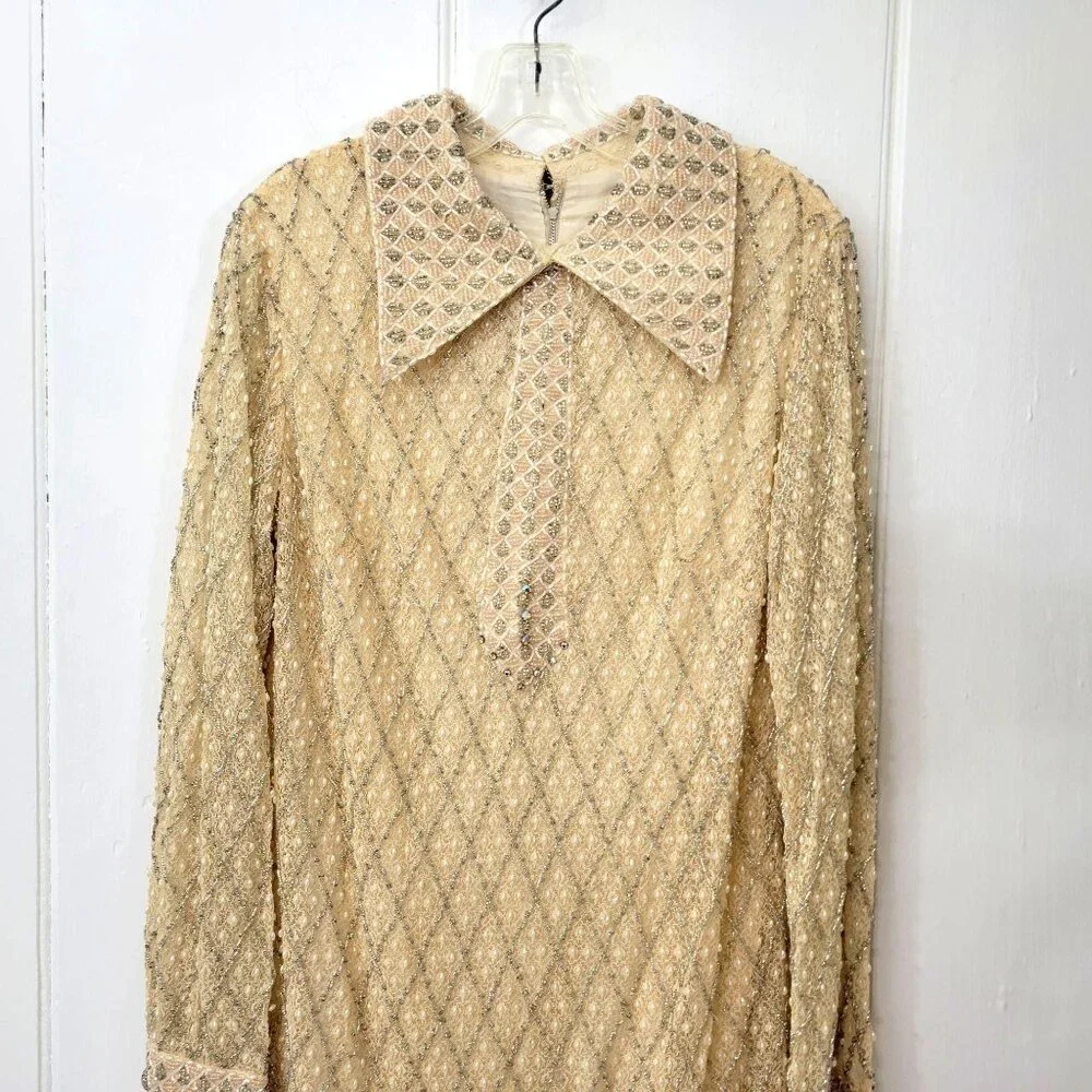 Valentina Inc. 1960's Beaded Shift Dress - Picture 3 of 10